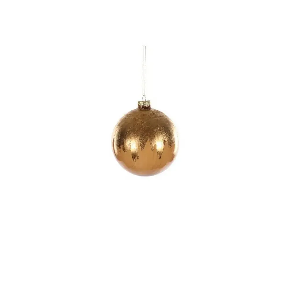 Jingles 10cm Gold Brush Strokes Glass Bauble