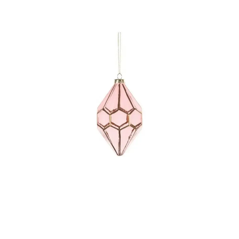 Jingles 12X8cm Pink Glass Diamond Drop