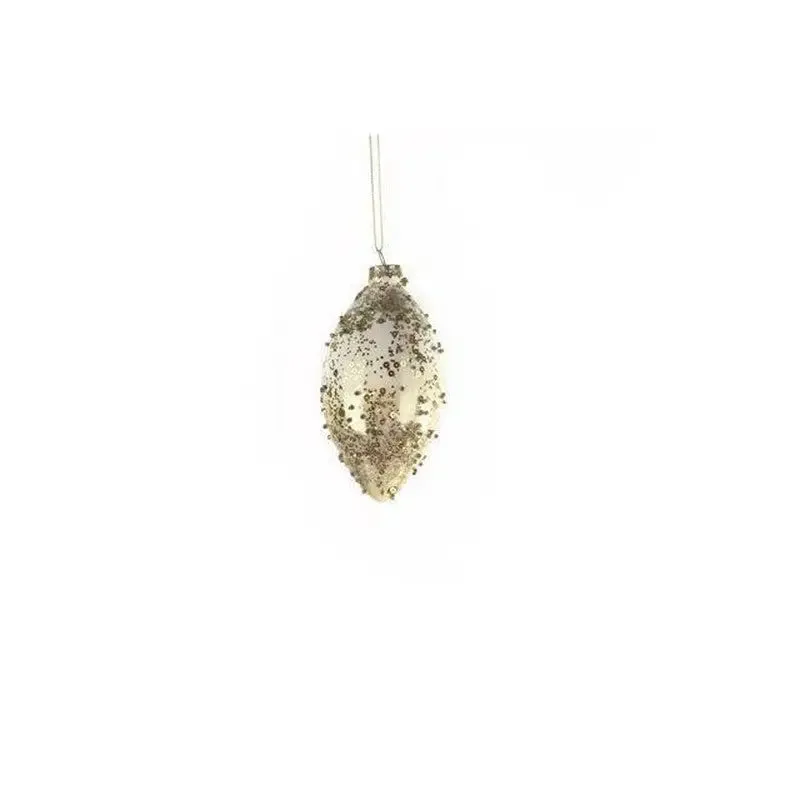 Jingles 13cm White/Gold Spot Glass Drop