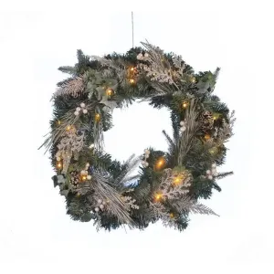 Jingles 24 Inch Led Frosted Woodland Wreath 35L Ts