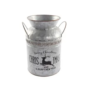 Jingles 29cm Metal Christmas Milk Churn Planter