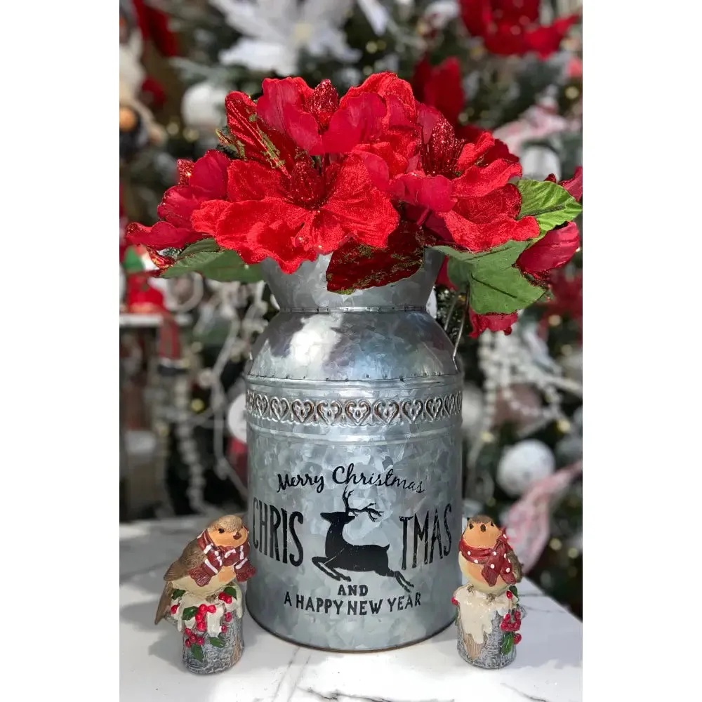 Jingles 29cm Metal Christmas Milk Churn Planter