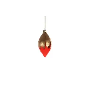 Jingles 7X13cm Red And Gold Glass Drop