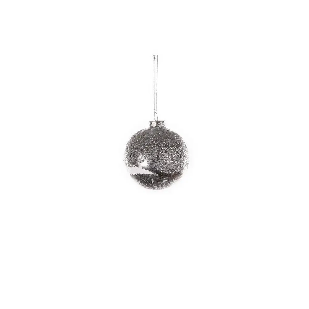 Jingles 8cm Glass Bauble-Silver Filled Silver Beads