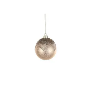 Jingles 8cm Gold Glass Bauble With Glitter Leaf