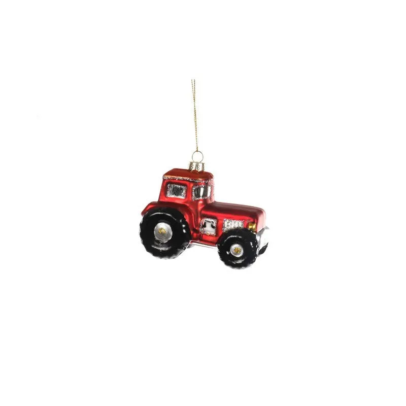 Jingles 9.3cm Red Tractor Glass Decoration