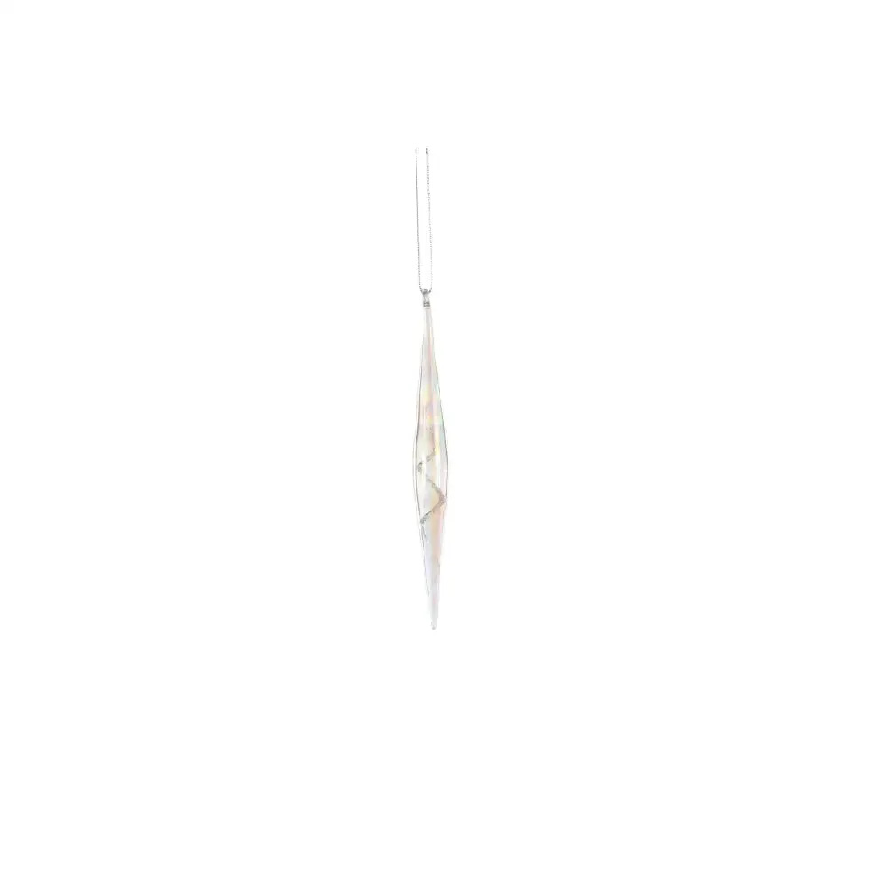 Jingles Glass Clear / Iridescent Twirl Icicle 15cm