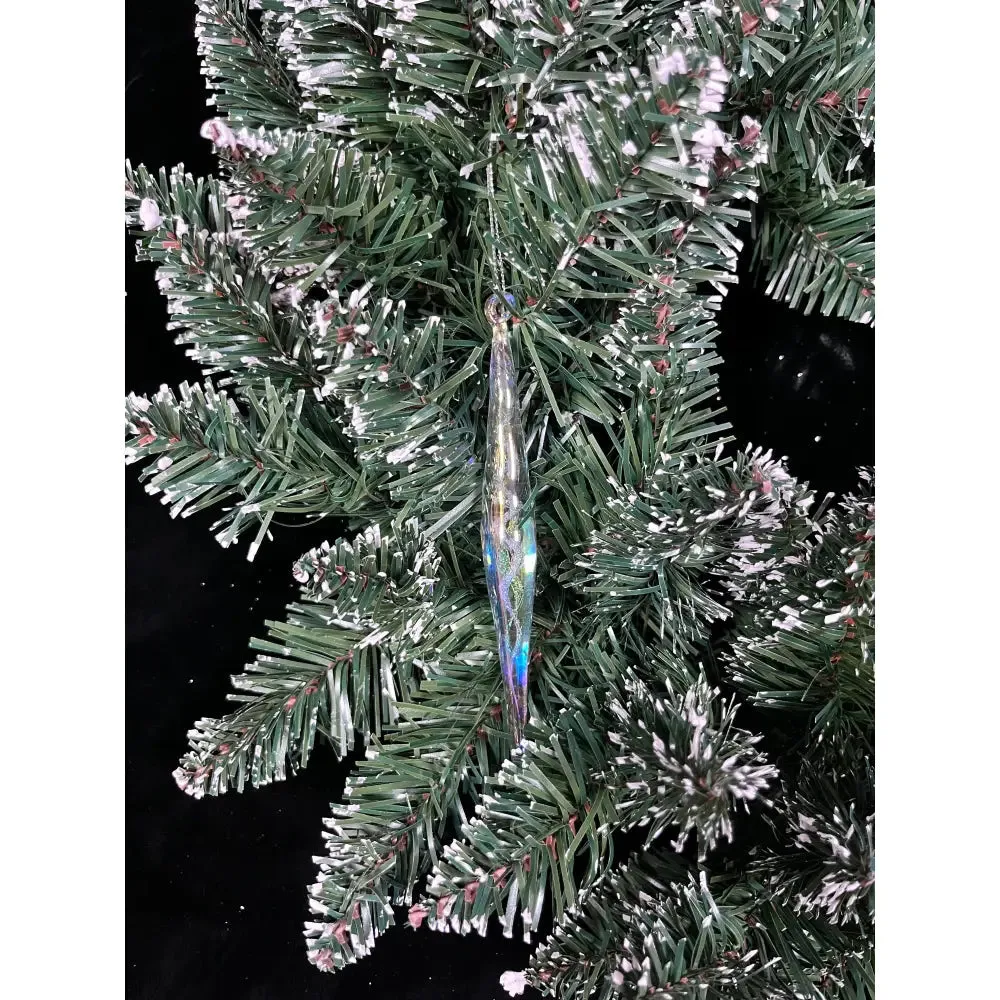 Jingles Glass Clear / Iridescent Twirl Icicle 15cm