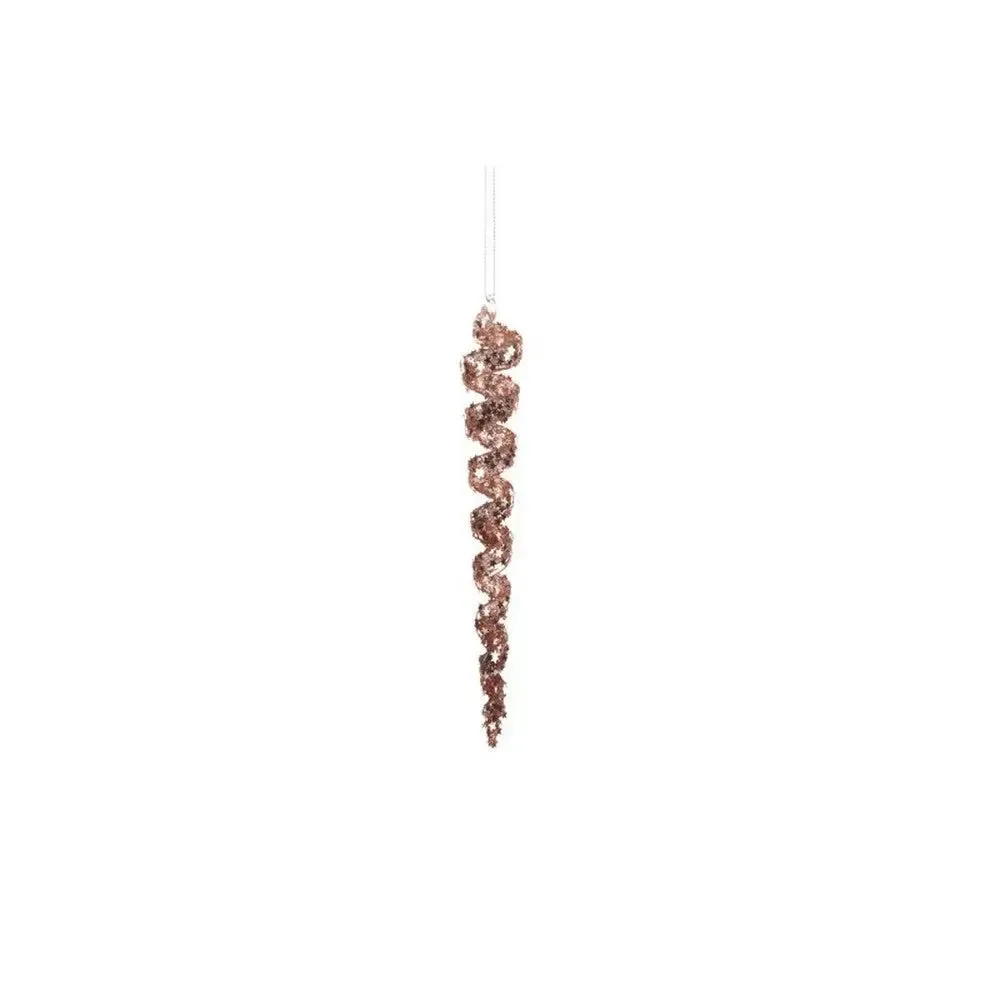 Jingles Glass Copper Glitter Twirl Icicle 18cm