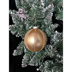 Jingles Glass Matt Gold Glitter Bauble 8cm