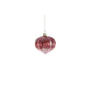 Jingles Glass Rose Pink Crackle Onion Bauble 8cm