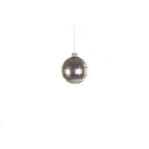 Jingles Glass Silver Grid Bauble 8cm