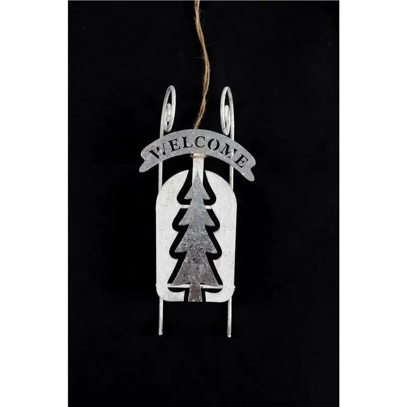 Jingles Metal Sleigh Hanger Welcome 23X11X6cm