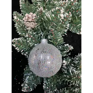 Jingles Silver Lined Glitter Glass Bauble 8cm