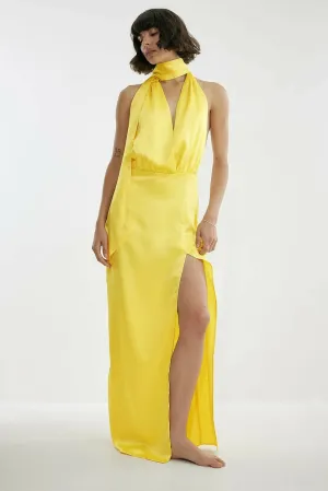 Josephine HJ x NA-KD Scarf Gown Yellow