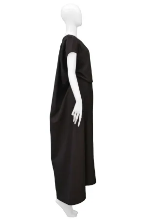 JUNYA WATANABE BROWN WOOL PINSTRIPE CONCEPT MAXI DRESS 1996