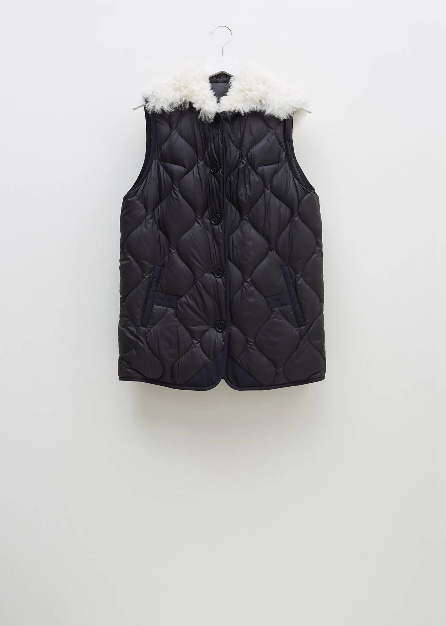 Lamb Trimmed Cotton Cape with Vest