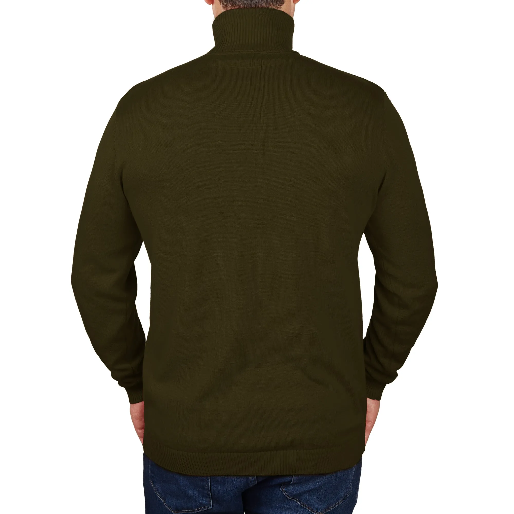 Long Sleeve Turtle Neck Sweater by Lorenzo Franco - Olive