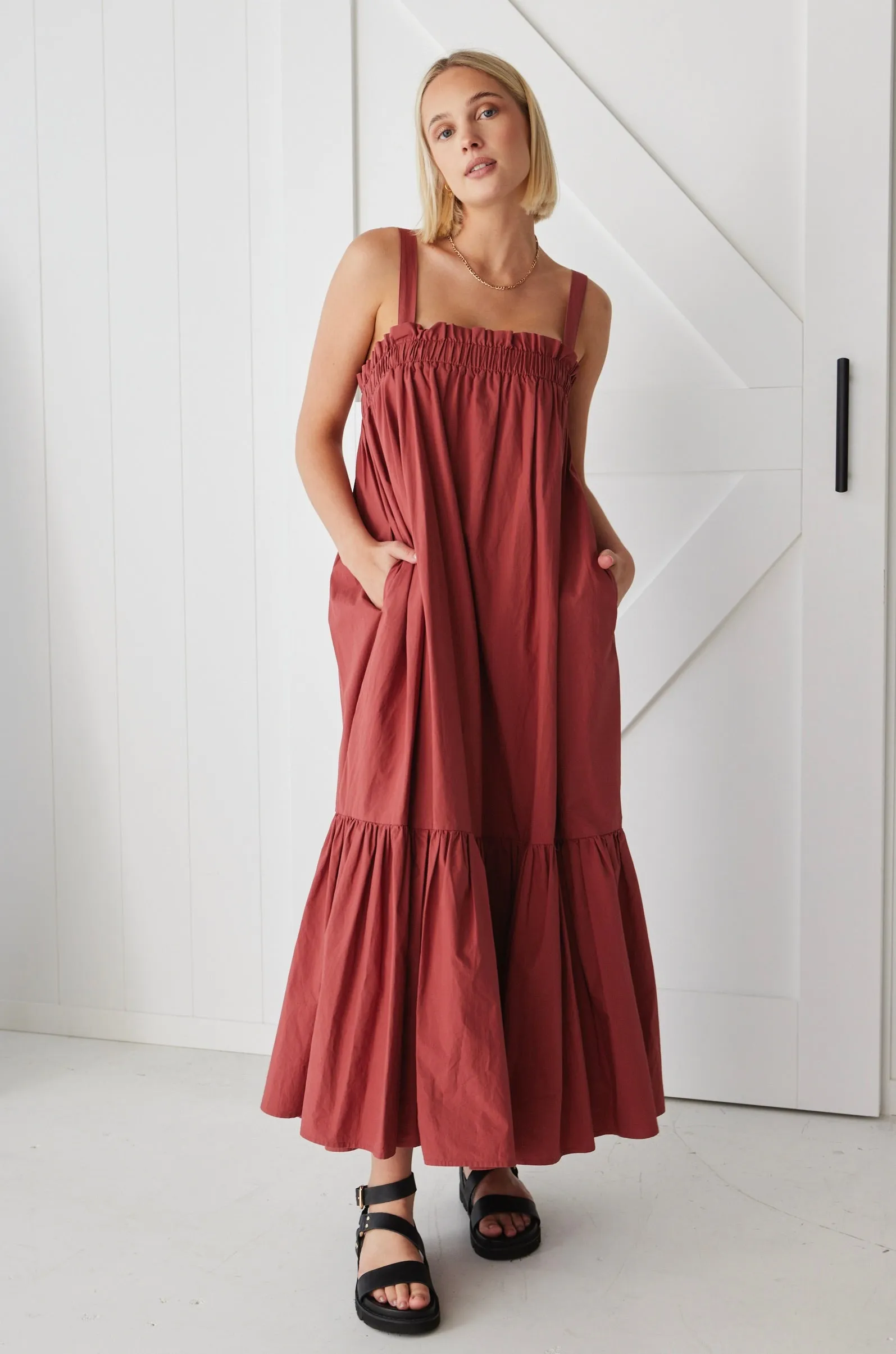 Louella Terracotta Louella Strappy Maxi Dress