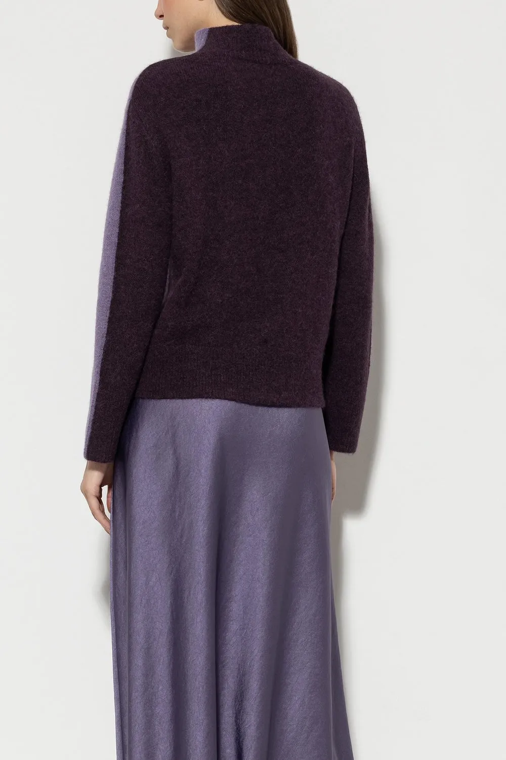 Mauve & Burgundy Contrast Turtleneck Sweater