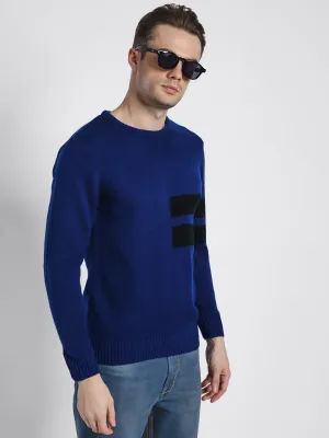 Men's Blue Stripes Acrylic Pullover sweater