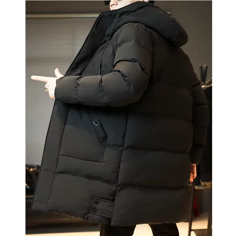 Men's Elegant Long Padded Puffer Jacket with Hood | Ideal for Autumn/Winter