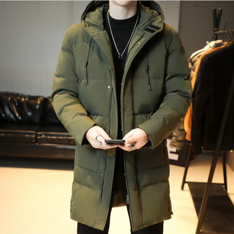 Men's Elegant Long Padded Puffer Jacket with Hood | Ideal for Autumn/Winter