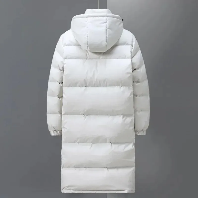 Men's Modern Extra Long Puffer Jacket with Hood and Zipper | Ideal for Autumn/Winter Activities