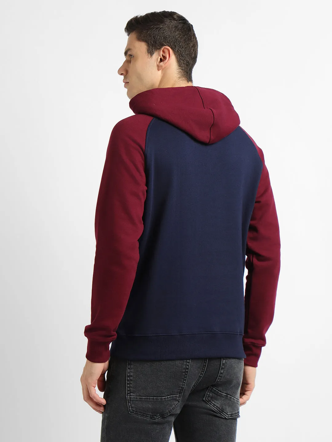 Men's Navy Colorblock Hooded Sweatshirt