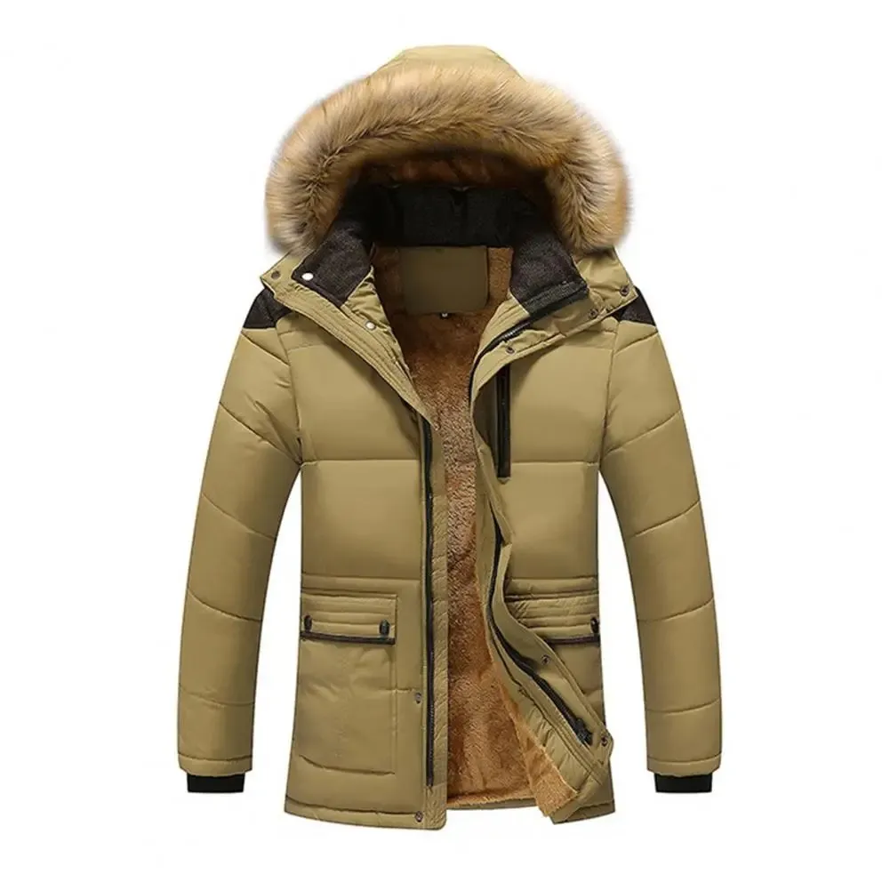 Men's Vintage Puffer Jacket with Fur Lining and Hood | Ideal for Autumn/Winter