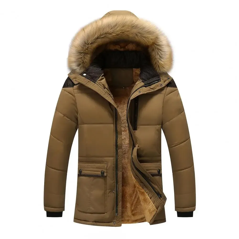 Men's Vintage Puffer Jacket with Fur Lining and Hood | Ideal for Autumn/Winter