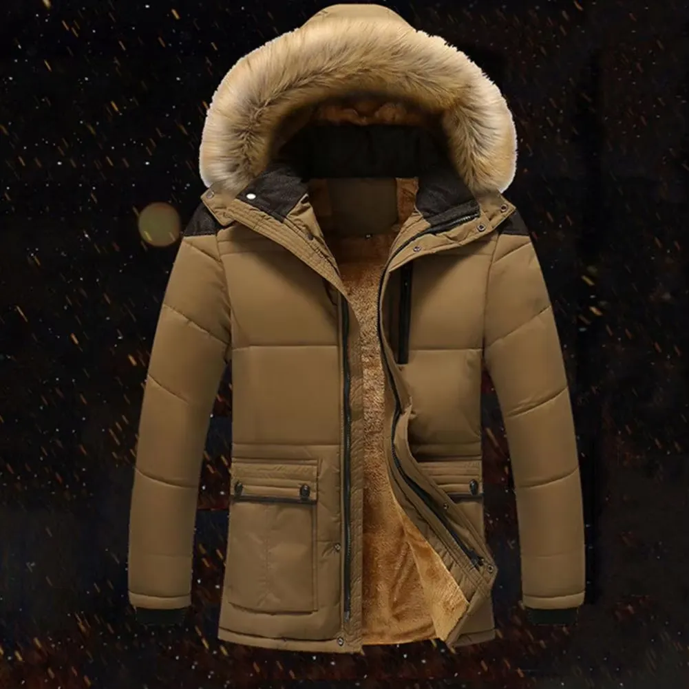 Men's Vintage Puffer Jacket with Fur Lining and Hood | Ideal for Autumn/Winter