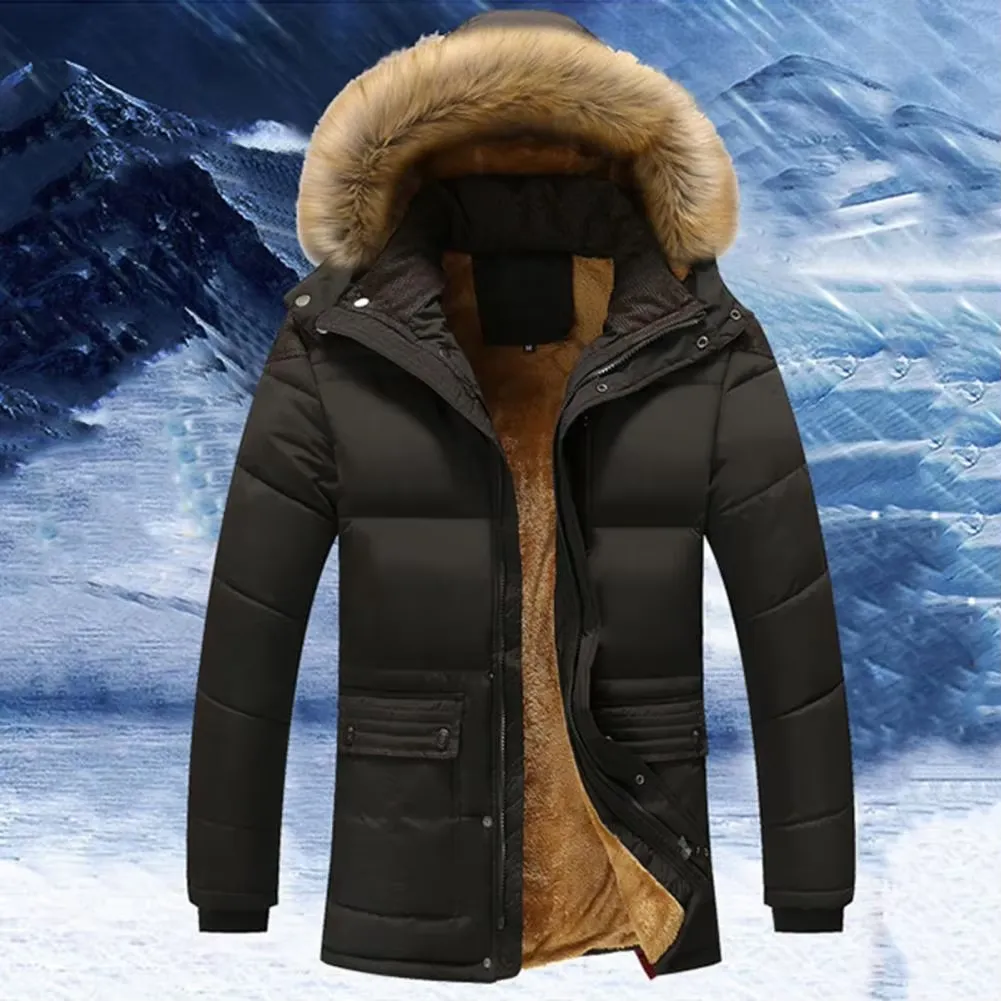 Men's Vintage Puffer Jacket with Fur Lining and Hood | Ideal for Autumn/Winter