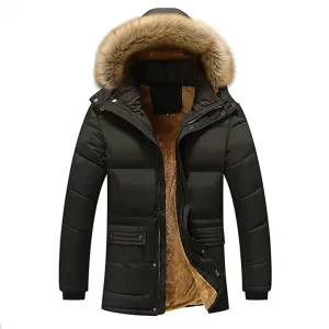 Men's Vintage Puffer Jacket with Fur Lining and Hood | Ideal for Autumn/Winter