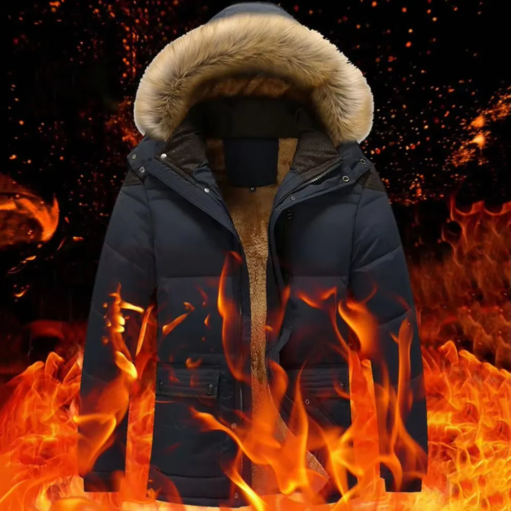 Men's Vintage Puffer Jacket with Fur Lining and Hood | Ideal for Autumn/Winter