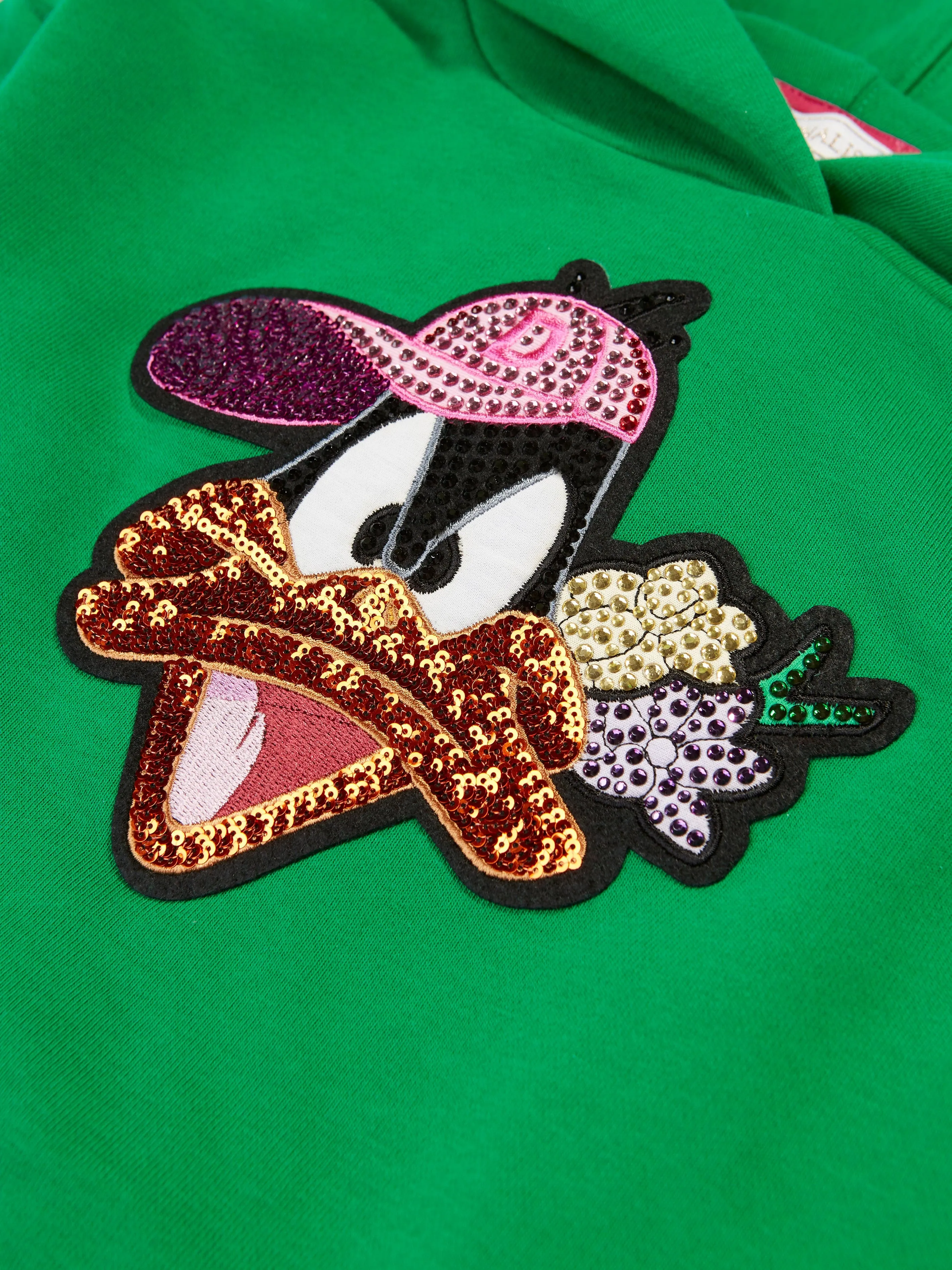 Monnalisa Girls Diamante Daffy Duck Hoodie in Green