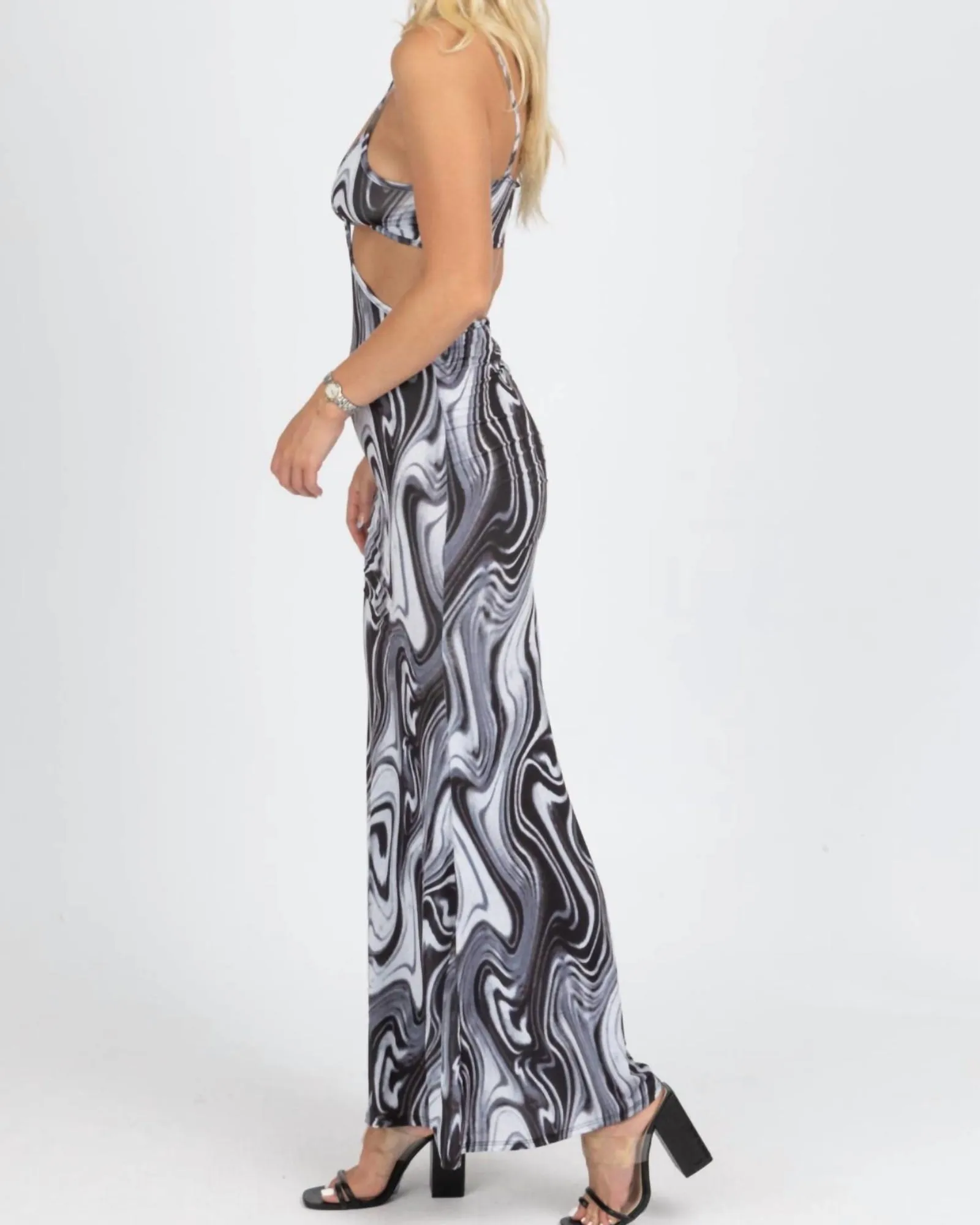 Multiswirl Cutout Maxi Dress In Black | Black