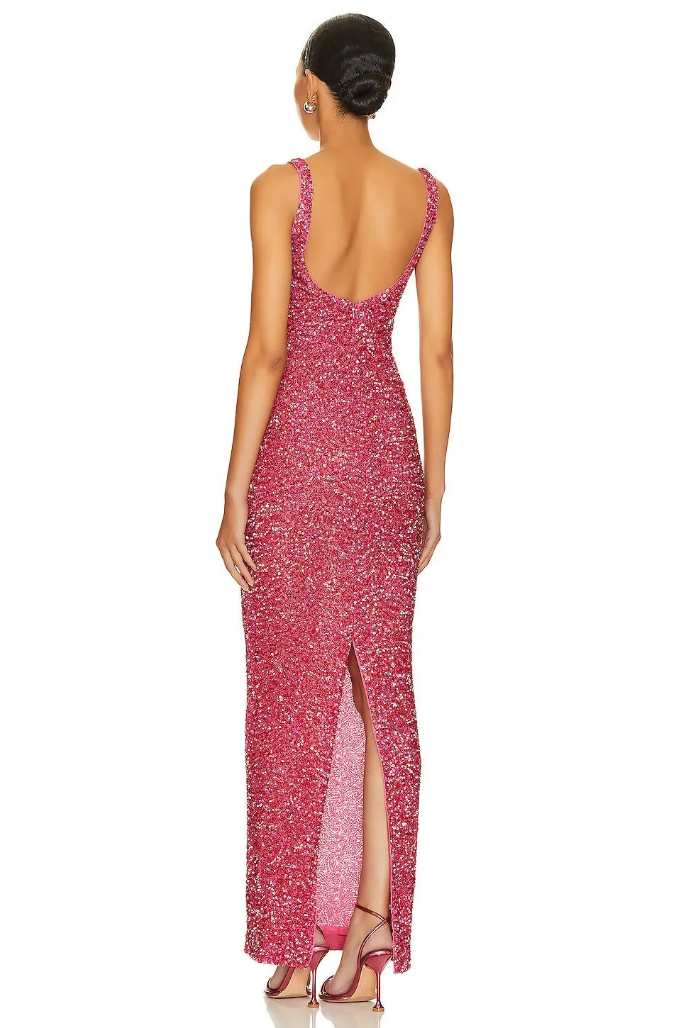 NBD Jahnvi Pink Glitter Maxi Dress