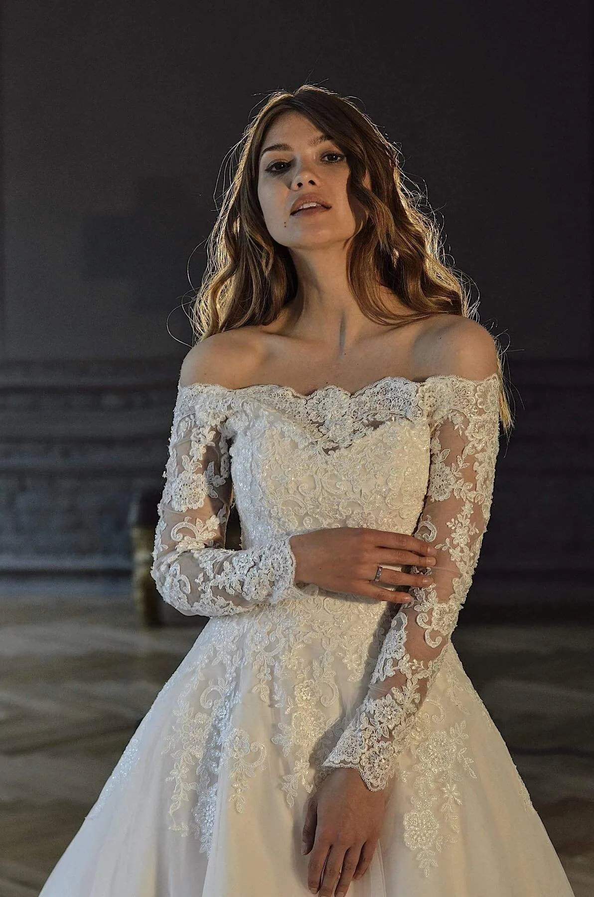 Off-the-Shoulder A-line Wedding Dress Olivia