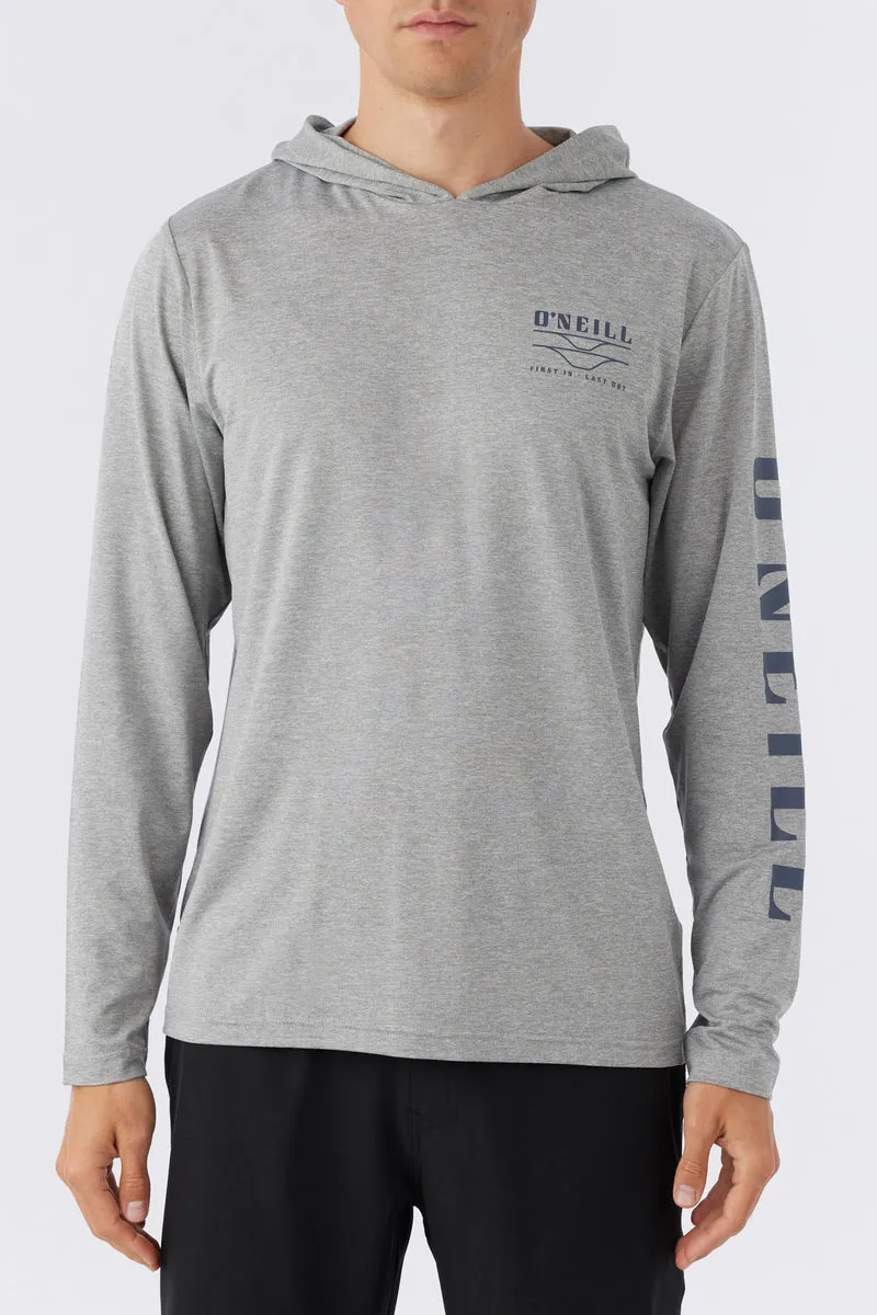 O'Neill Trvlr UPF Hooded Snap L/S Tee-Heather Grey