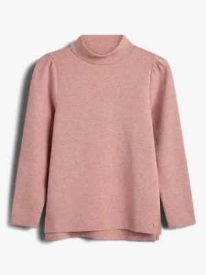 Plush Jersey T-neck Blouse - Tween - Dusty Rose Melange