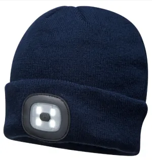 PORTWEST BEANIE LED HEAD LIGHT USB RECHARGEABLE - B029