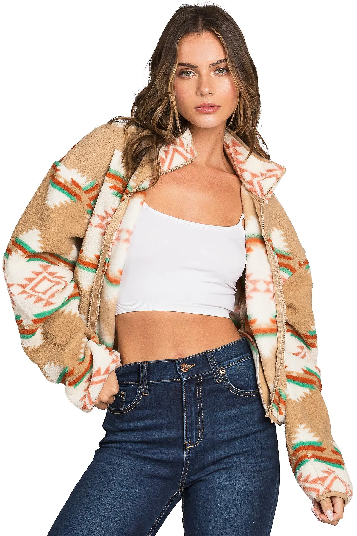 Print Sherpa Jacket