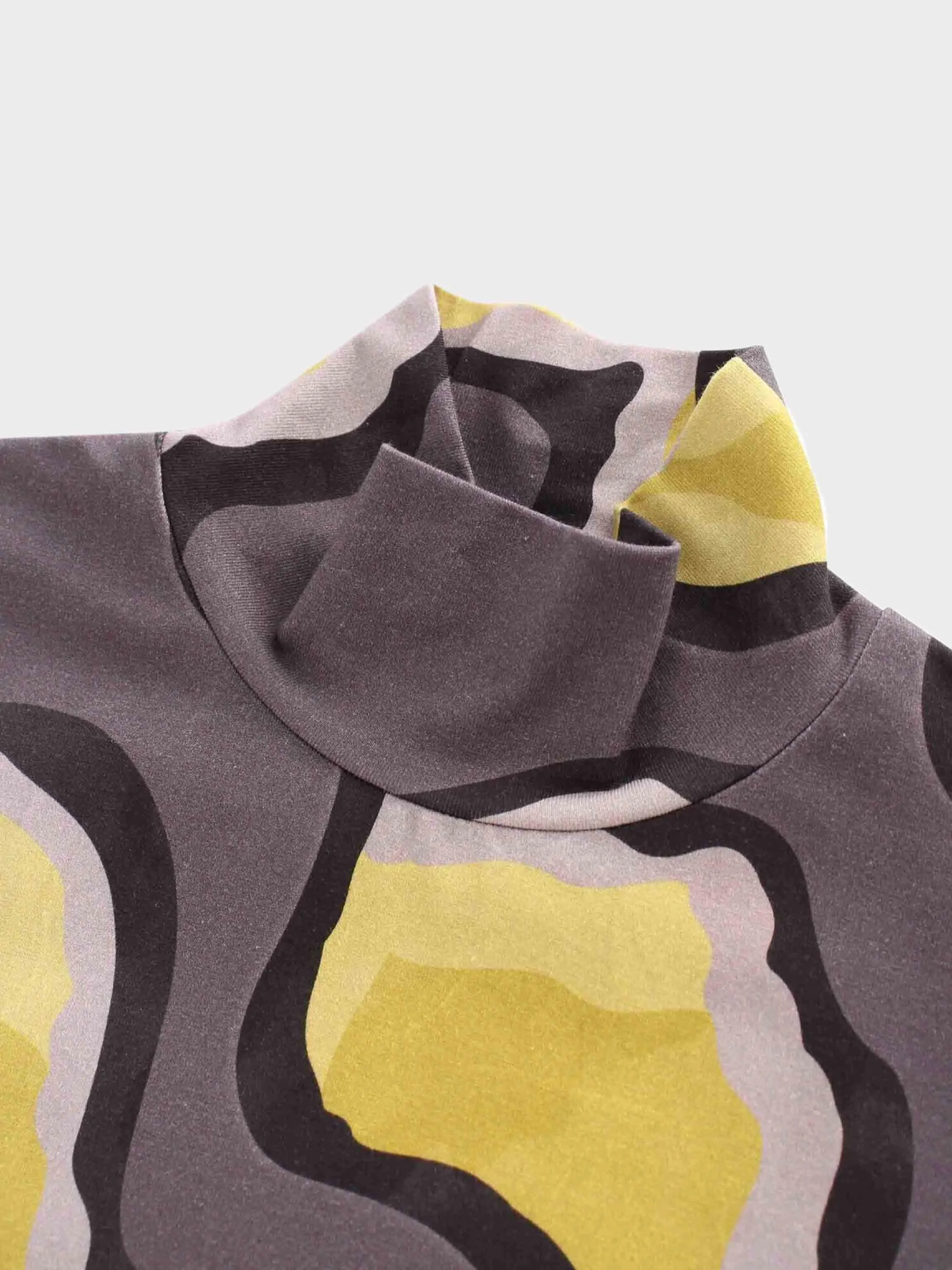 Printed Modal Turtleneck-Yellow Lightning