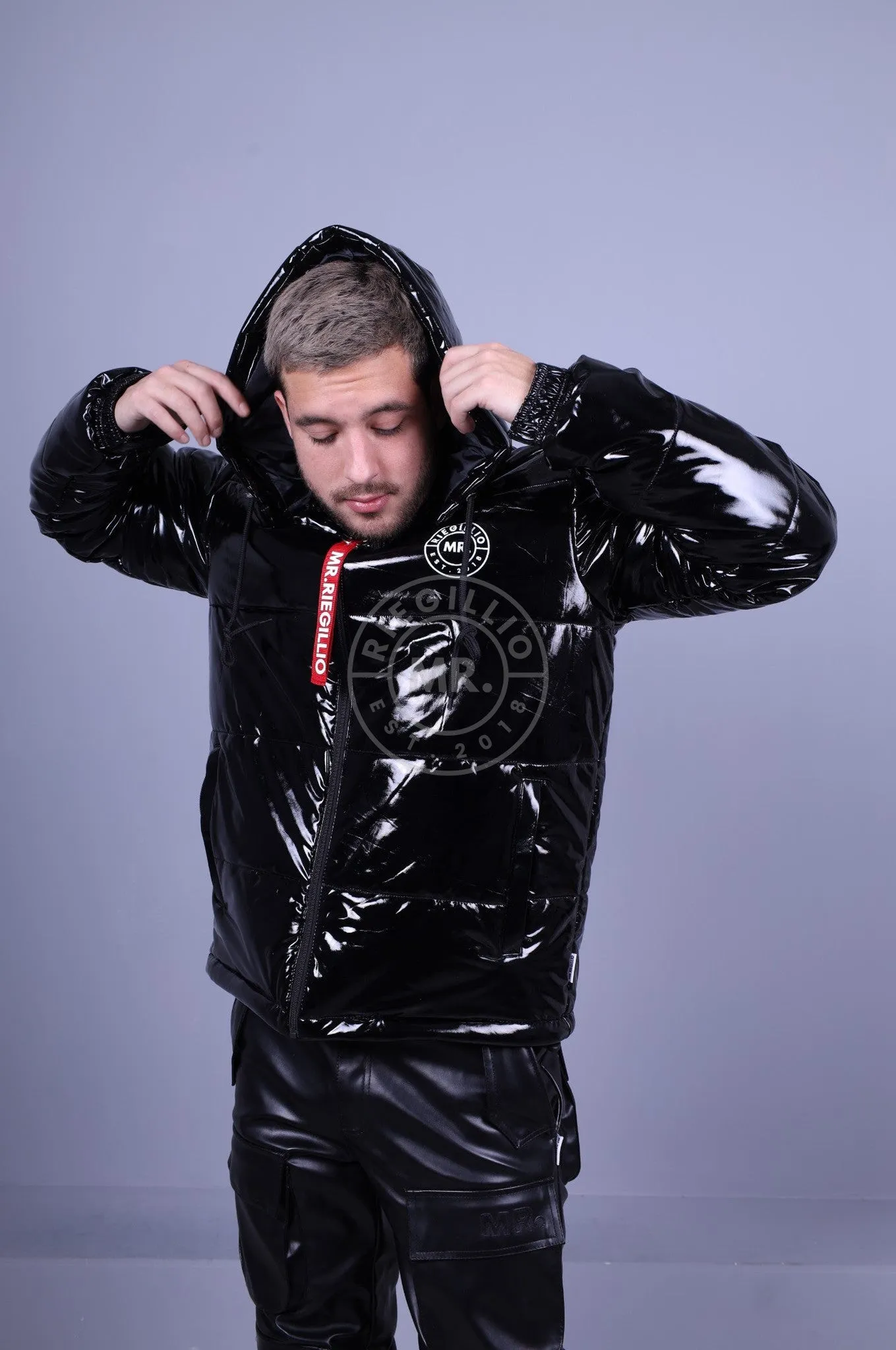 PVC Puffer Jacket - Black