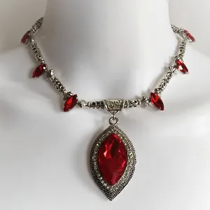 Red Marquise Rhinestone Necklace