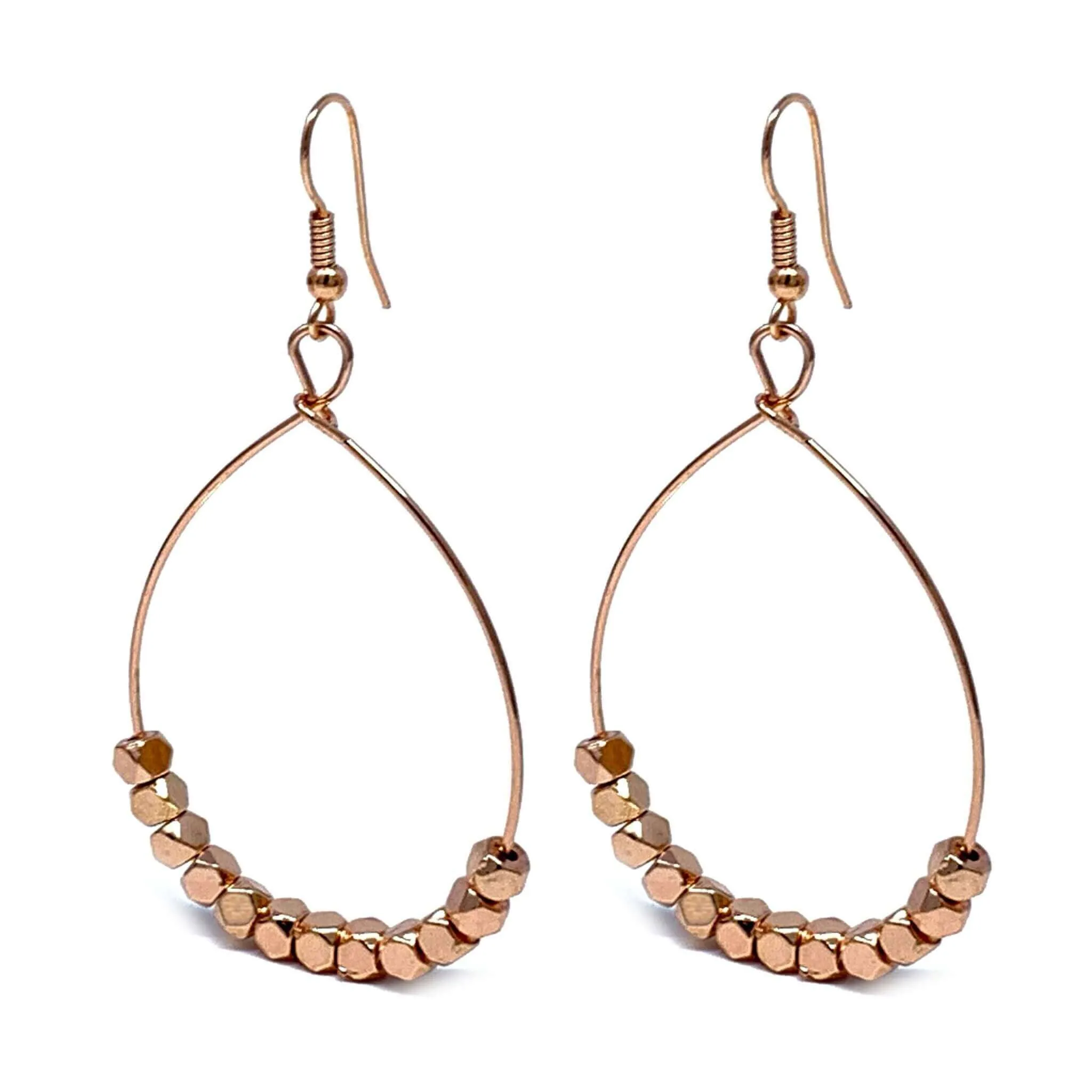 Rose Gold Beaded Hoop Earrings