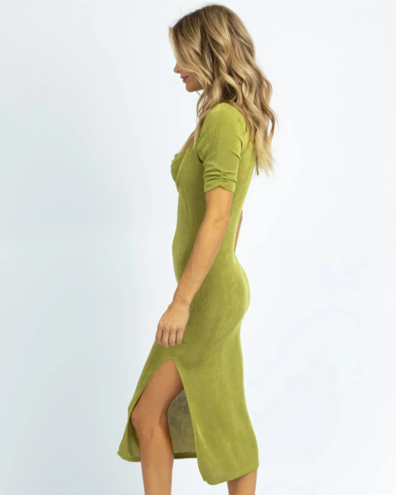 Short Sleeve Halter Neck Maxi Dress In Basil | Basil