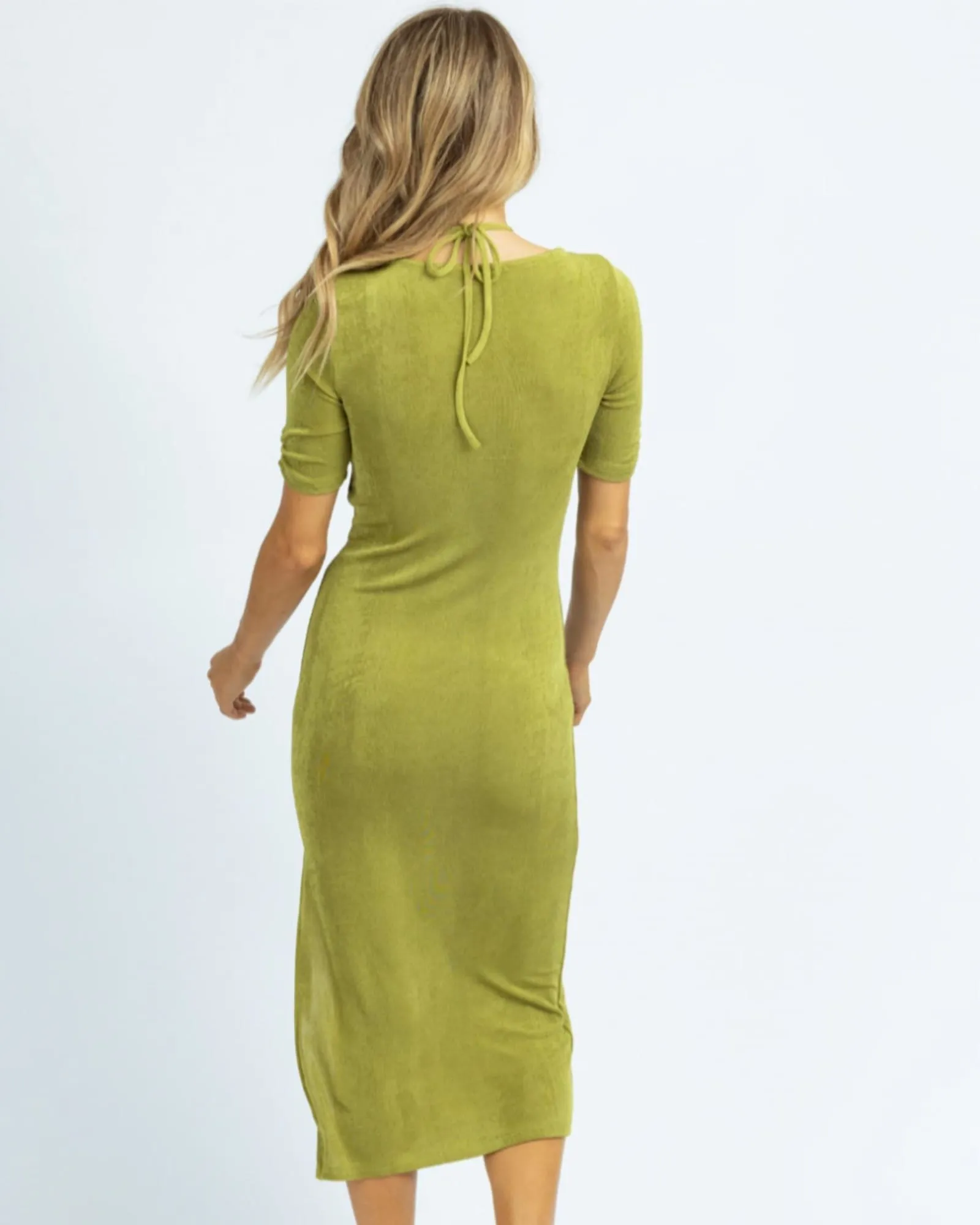 Short Sleeve Halter Neck Maxi Dress In Basil | Basil