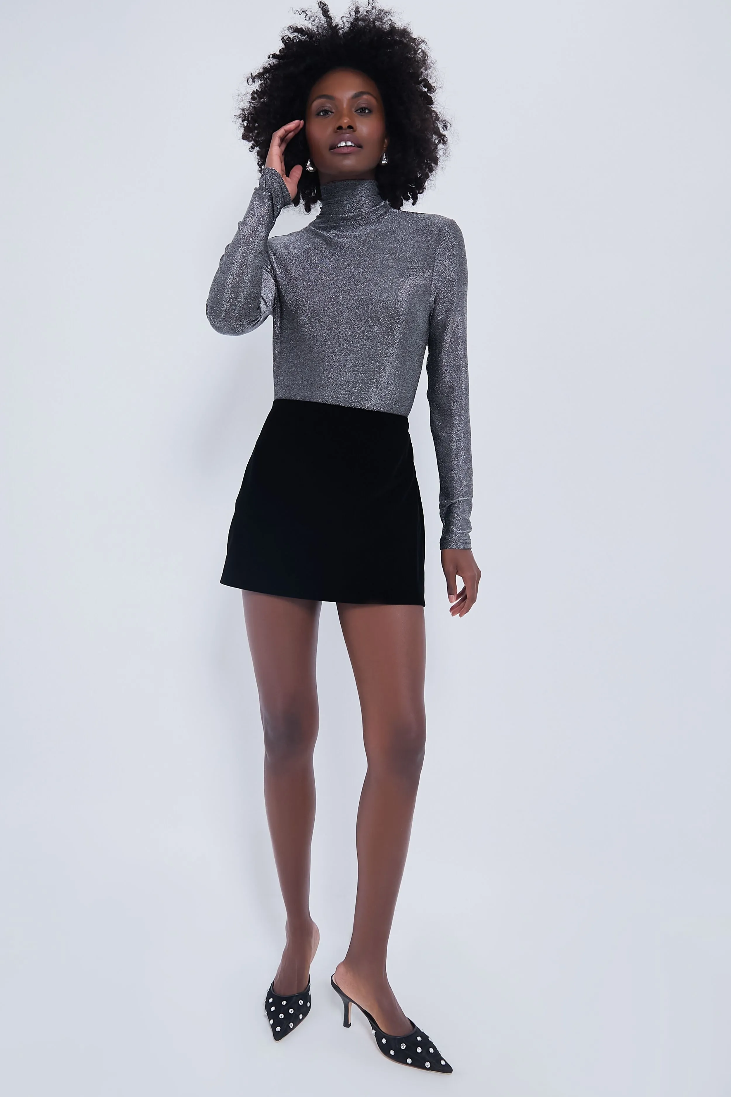 Silver Metallic Ellory Turtleneck